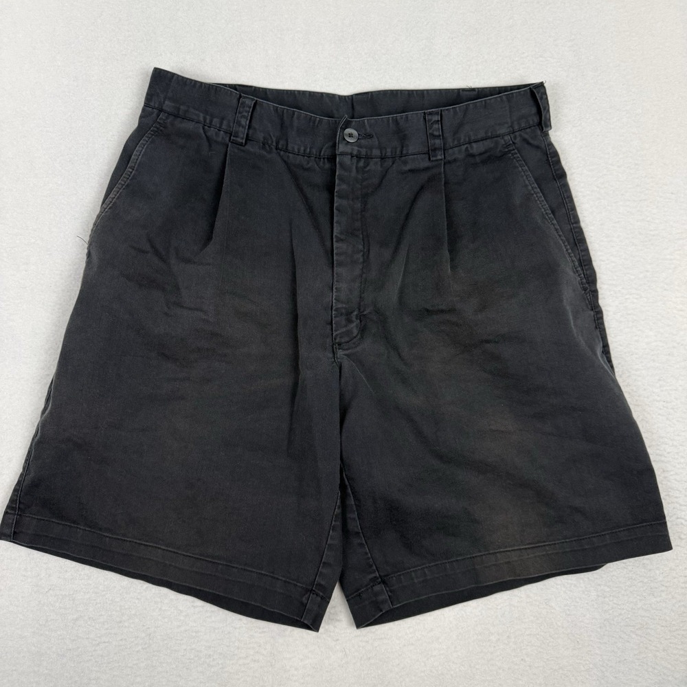 Nike Golf Men's Black Pleated Chino Shorts Size 33 Cotton Blend Swoosh Logo